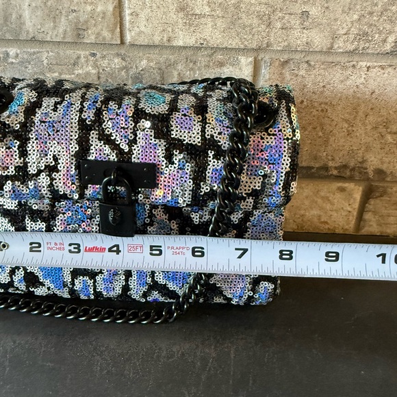 Kurt Geiger Sequin Mosaic Crossbody Shoulder Bag - Black & Iridescent - Picture 2 of 4
